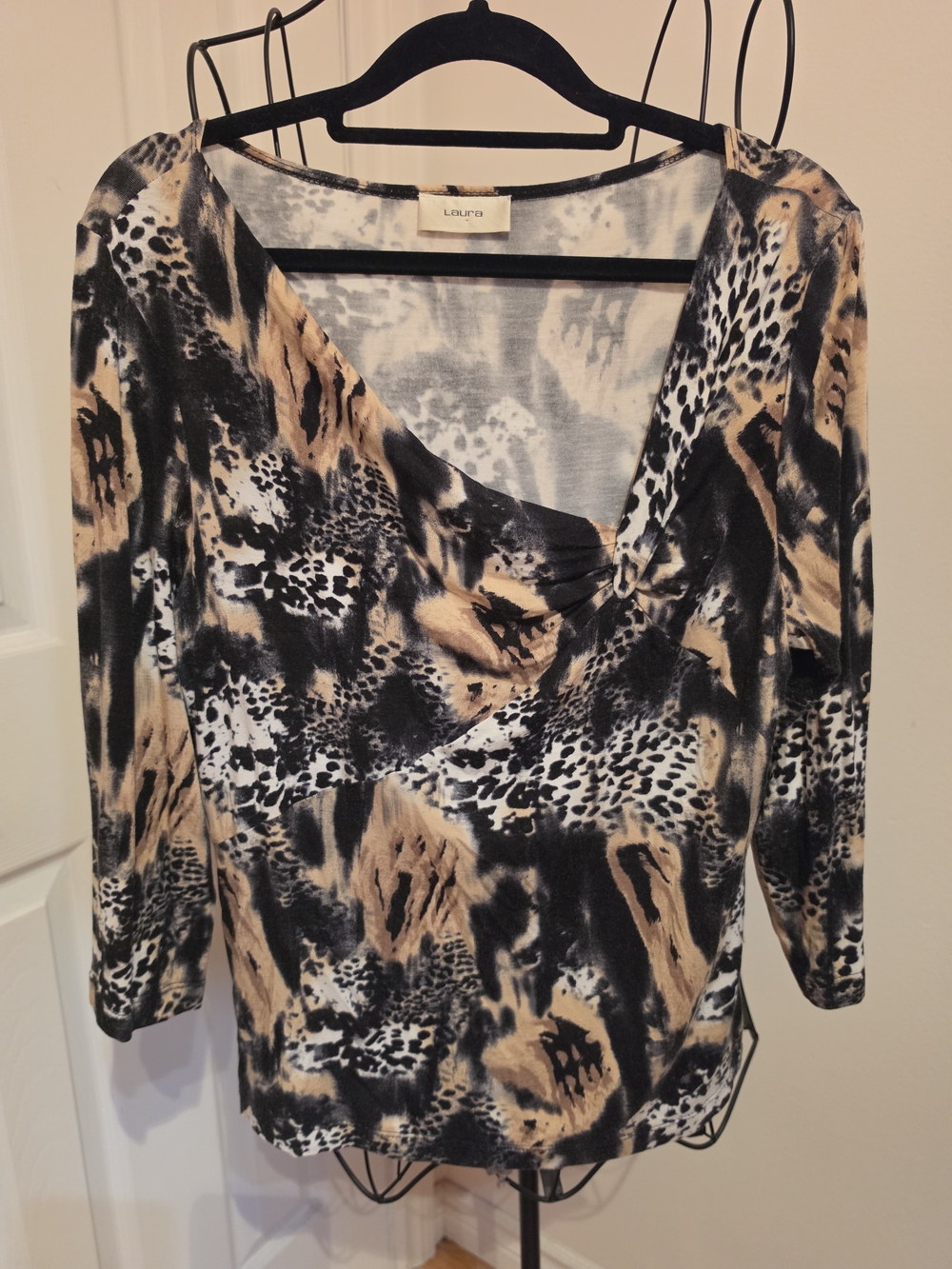Animal-Print V-Neck Top